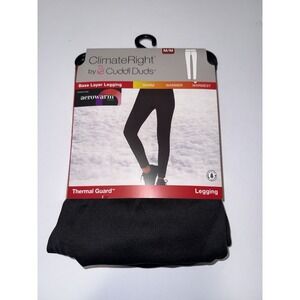 Cuddl Duds ClimateRight Thermal Guard Leggings M Black Aerowarm Snow Winter NWT